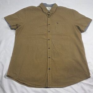Men's Casual Slim fit  Tan Checkered Button Down Shirt